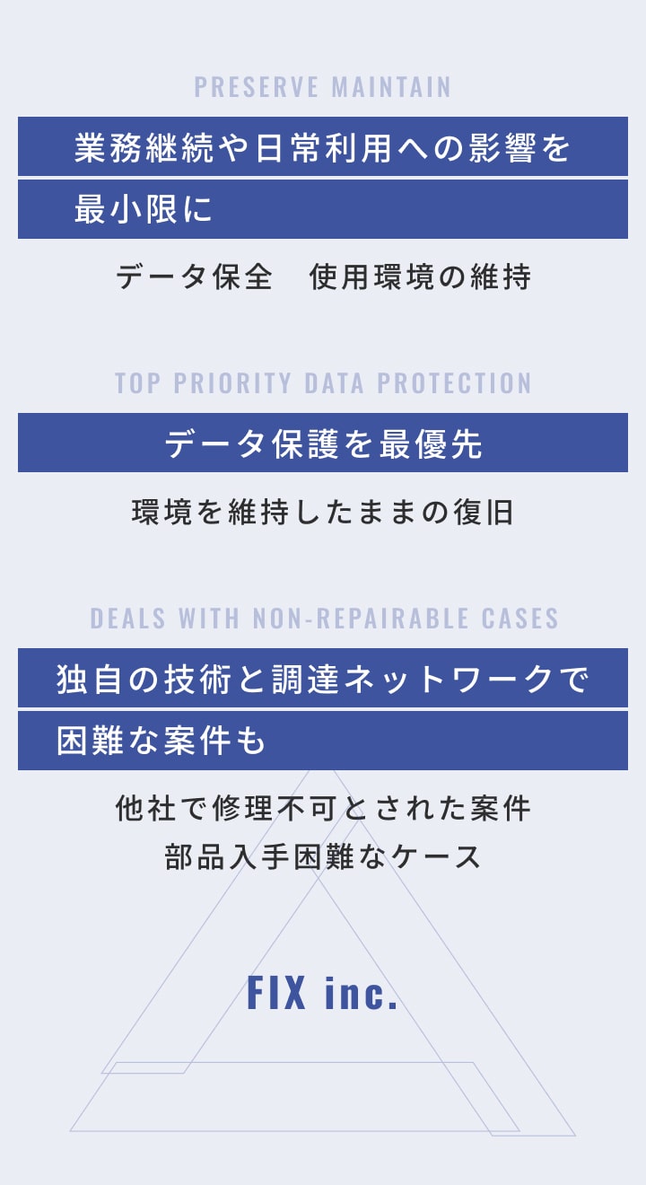 お客様の大切なデータを最大限守りながらパソコンを修理